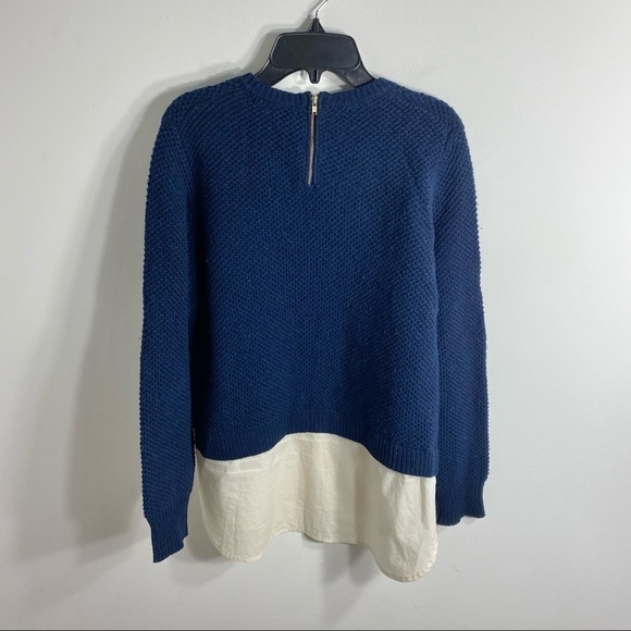 J.Crew Wool Skirt Tail Sweater Small Blue White - Picture 4 of 8